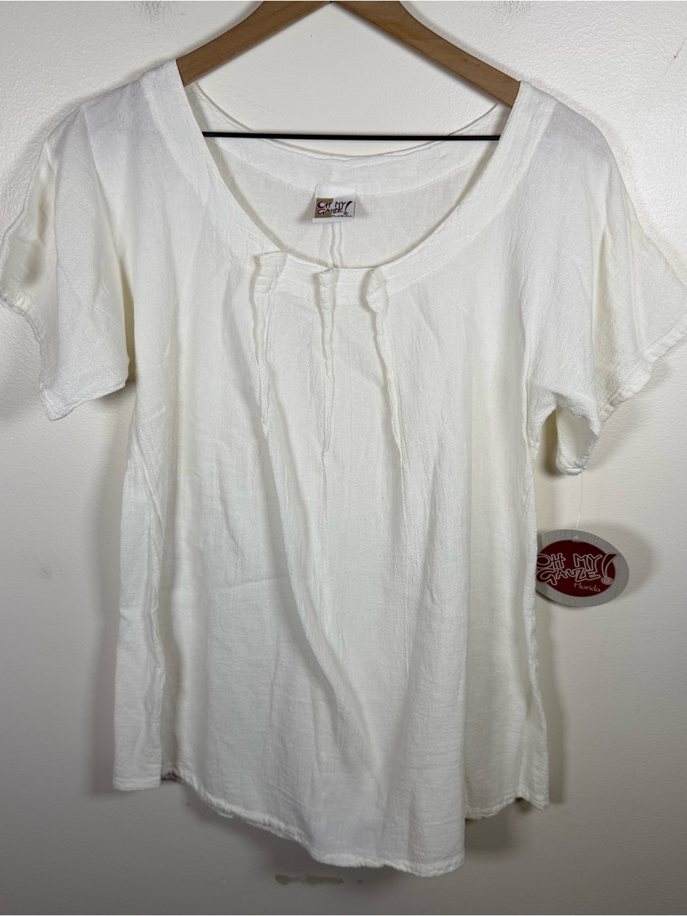 NWT Oh My Gauze! Size 1 (S/M) White Boxy Cotton Gauze Top Resort Beach Coastal
